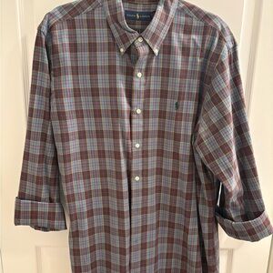 Ralph Lauren Men's Checkered Shirt - Blue and Red